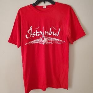 Vintage Istanbul Turkey Red Cotton Tee Shirt Graphic Souvenir Size XL